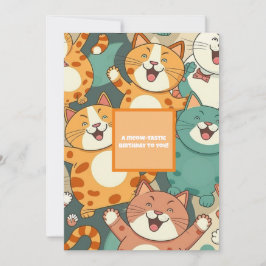 Kötttastiskt födelsedagskort med Lycklig-katter Meddelande