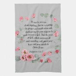 Kötttorn - Bible Verse Filippinerna 4:6-7 Kökshandduk