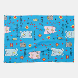Kötttorn "Hanukkah Cat Hund Mouse Bird Towel" Kökshandduk