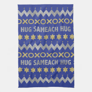 Kötttorn "Hanukkah Hug Sameach" Dish Towel Kökshandduk