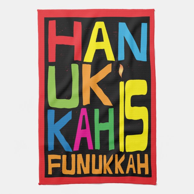 Kötttorn "Hanukkah is Funukkah" Dish Towel Kökshandduk (Vertikal)