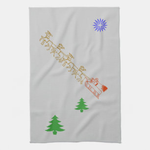 Kötttorn - Santa och Sleigh Kökshandduk