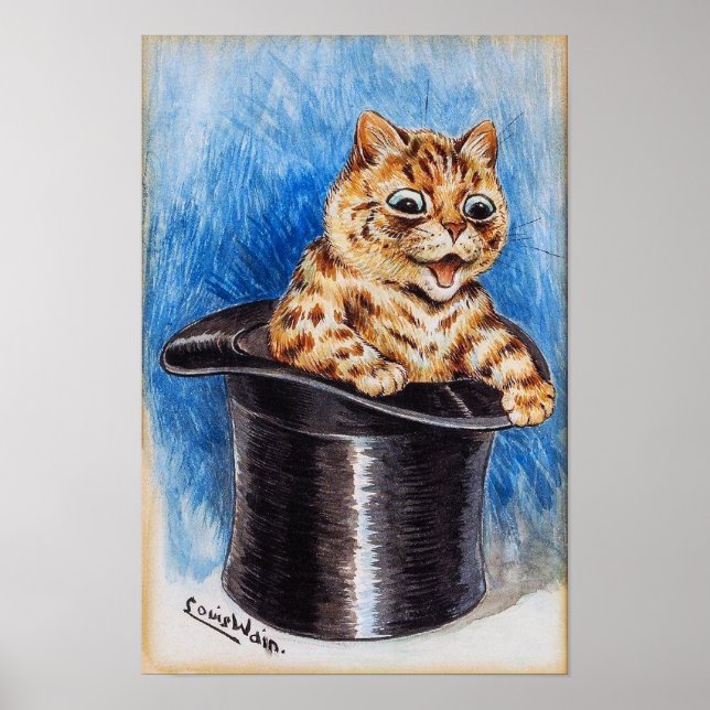 Kottunge i topp hatt, Louis Wain Poster (Framsidan)