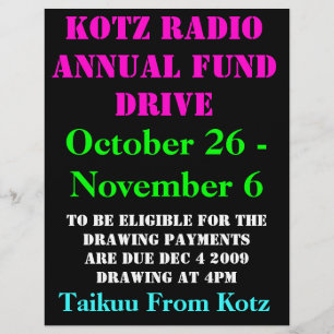 KOTZ RADIO ÅRLIG FONDENHET, 2009, 26 oktober... Reklamblad