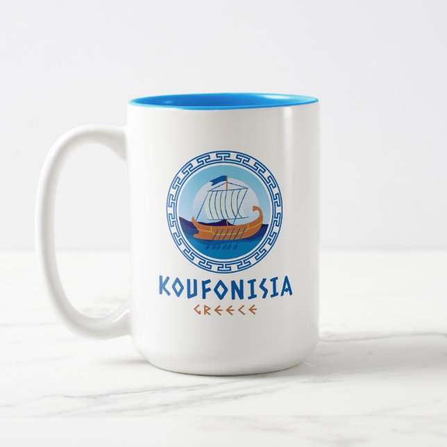 Koufonisia, Grekland Grekisk fartygsdesign Två-Tonad Mugg (Vänster)