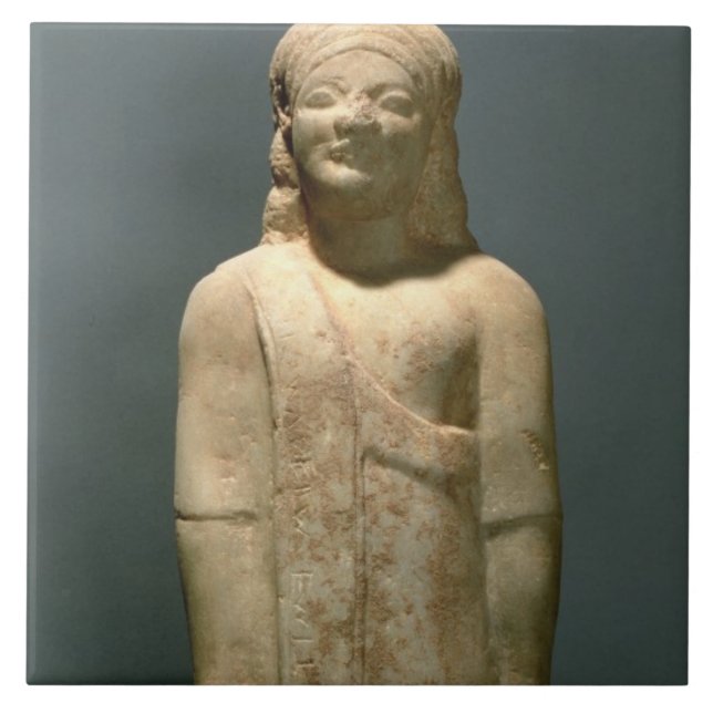 Kouros Dionysermos, grek, arkaisk period, c.600 B Kakelplatta (Framsidan)