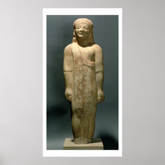 Kouros Dionysermos, grekiska, Archaic Period, c.60 Poster (Framsidan)