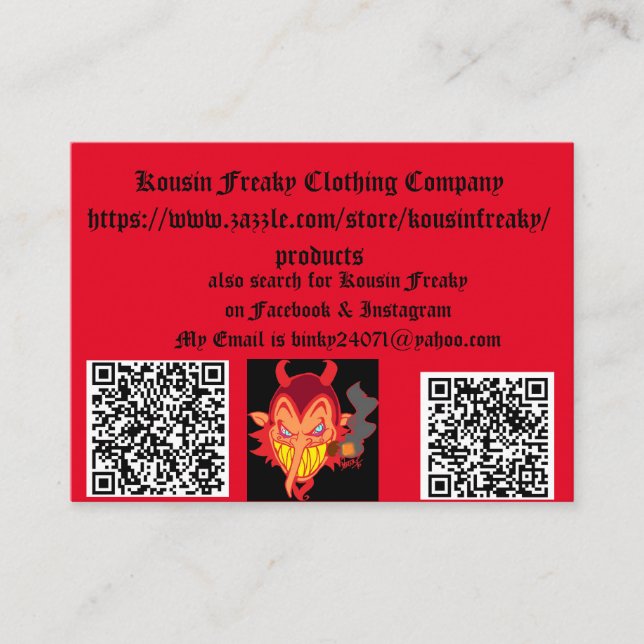 Kousin Freaky-affärskort Visitkort (Framsida)