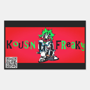Kousin Freaky Rectangular Sticker Rektangulärt Klistermärke
