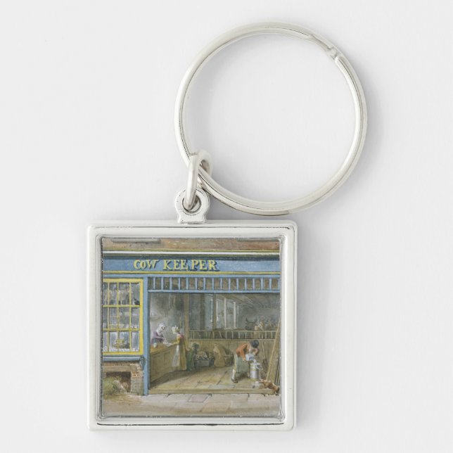 Kovårdare, 1825 fyrkantig silverfärgad nyckelring (Framsidan)