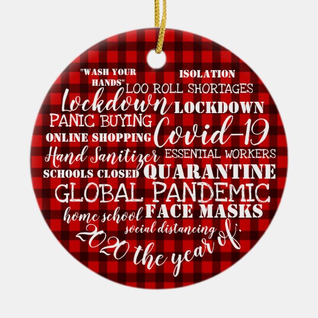 kovid19 2020 ansikte masks lumberjack julgransprydnad keramik (Framsidan)