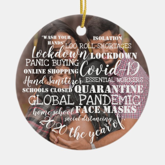 kovid19 2020 året för ansikte-masker lägg till dit julgransprydnad keramik (Framsidan)