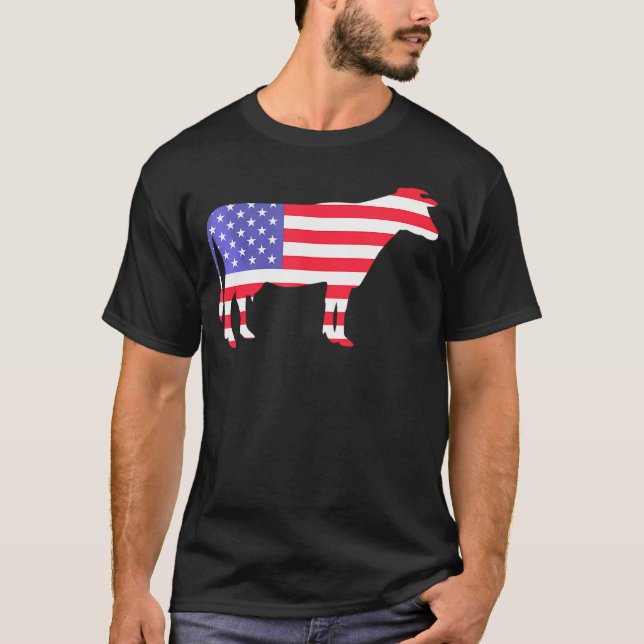 Kow American Flagga, 4:e juli USA T Shirt (Framsida)