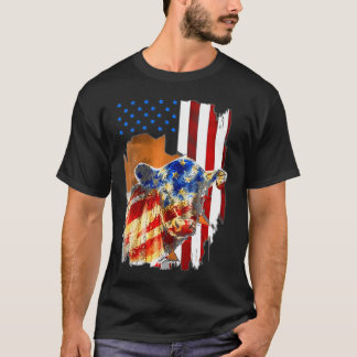 Kow American Flagga Heifer Us 4:e juli: Farm Cattl T Shirt