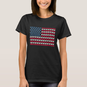 Kow American Flagga Heifer US 4:e juli: Farm Cattl T Shirt