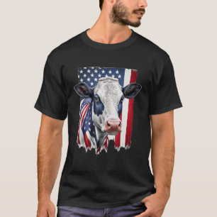 Kow American Flagga Heifer US 4:e juli: Farm Cattl T Shirt