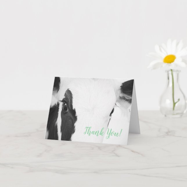 Kow Ansikte Close-up Baby Shower Tack Grönt för di Kort (Liten växt)