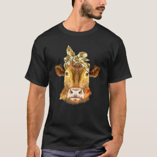 Kow Ansikte med Solrosellerband Bandana Heifer Fa T Shirt
