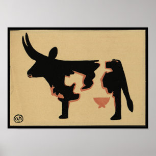 Kow - Antikariskt, färglöst illustration av Bok Poster