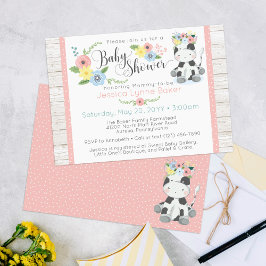 Kow Baby Shower | Cute Blommigt Calf på Rustic Woo Inbjudningar