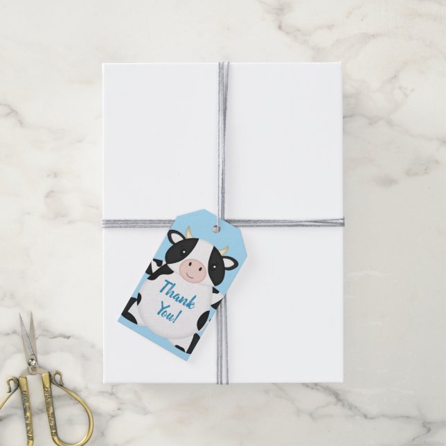Kow Baby Shower-grupp Presentetikett (Med Snöre)
