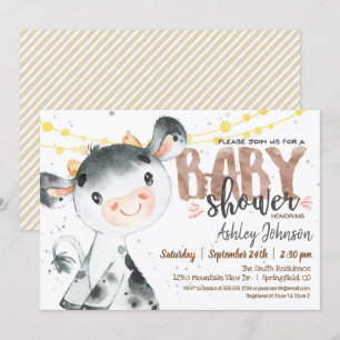 Kow Baby Shower-inbjudan, Boy, Farm Inbjudningar