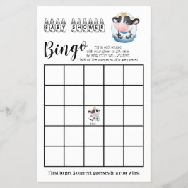 Kow Baby Shower - vackert Dream Bingo-spelkort Flygblad