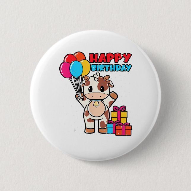 Kow Birthday Balloon Theme Cattleman Farmer Cute B Knapp (Framsida)