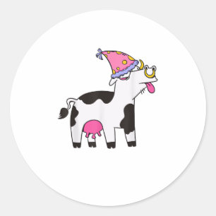 Kow Birthday Hat Theme Cattleman Farmer Bday Party Runt Klistermärke