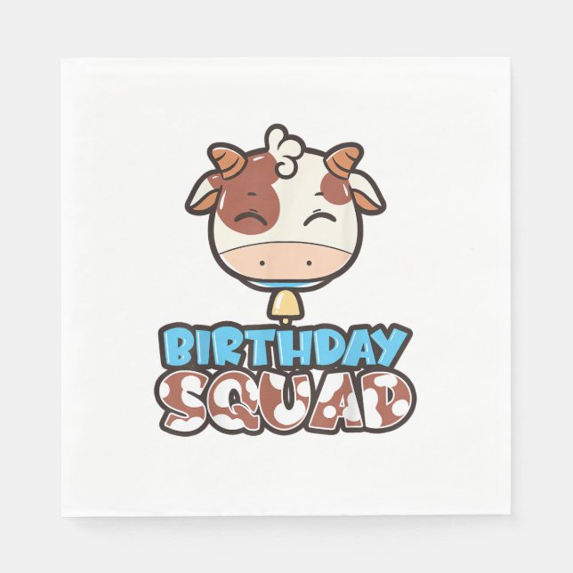 Kow Birthday Squad Cattleman Farmer Bday Theme Par Pappersservett (Framsidan)