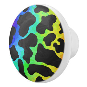 Kow Black and Rainbow Skriv ut Knopp