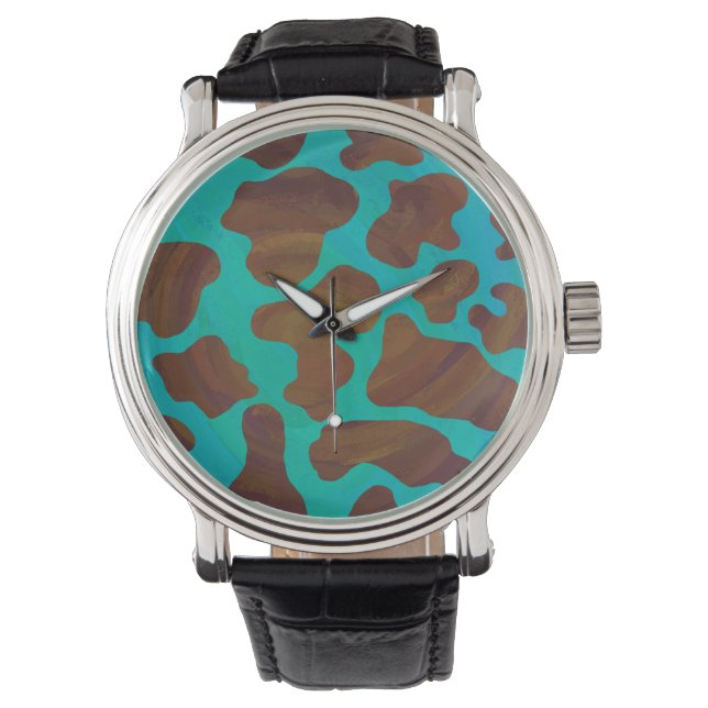 Kow Brown och Teal Print Armbandsur (Framsida)
