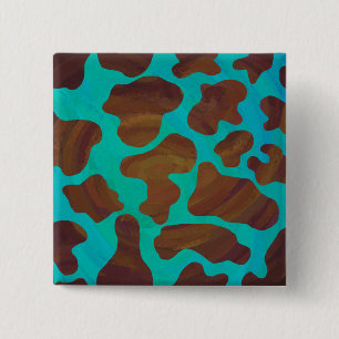 Kow Brown och Teal Print Knapp