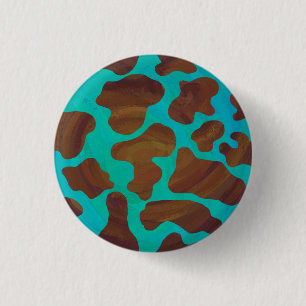 Kow Brown och Teal Print Knapp