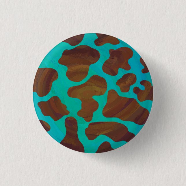 Kow Brown och Teal Print Knapp (Framsida)