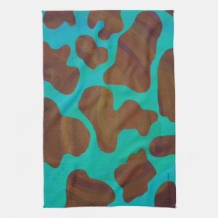 Kow Brown och Teal Print Kökshandduk
