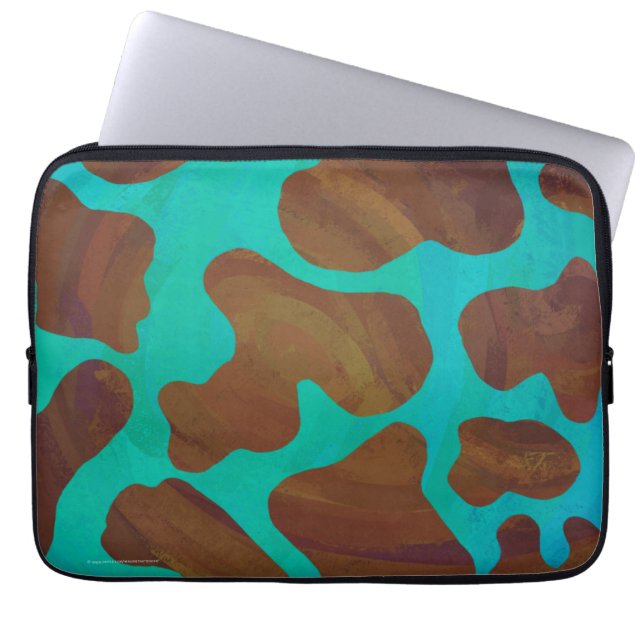 Kow Brown och Teal Print Laptop Sleeve (Framsidan)