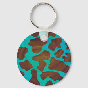 Kow Brown och Teal Print Nyckelring