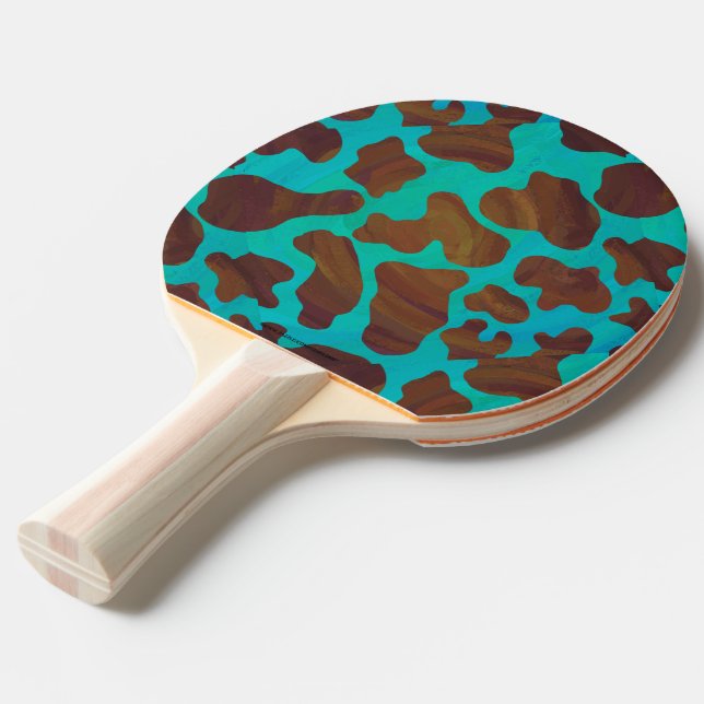 Kow Brown och Teal Print Pingisracket (Frontvinkel)
