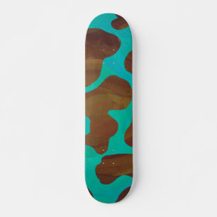 Kow Brown och Teal Print Skateboard Bräda 20,5 Cm