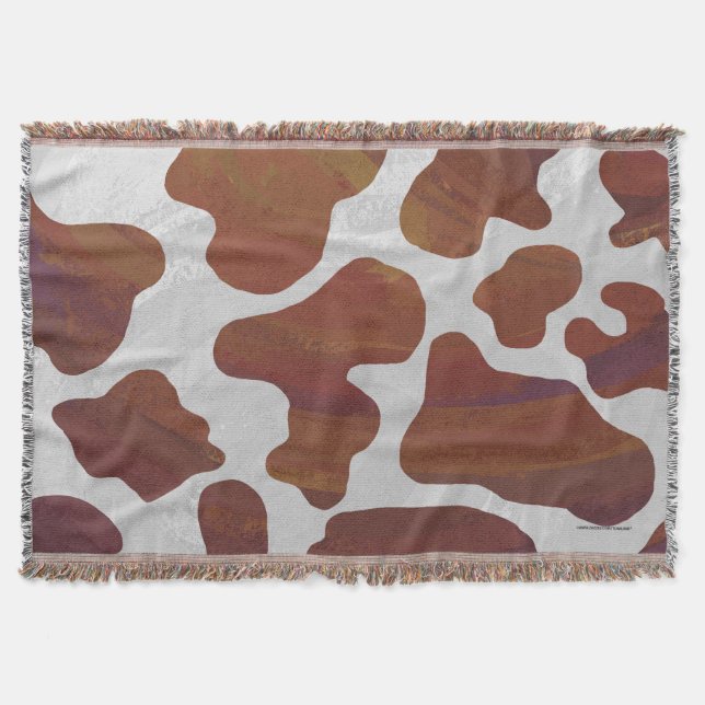 Kow Brown och White Print Filt (Framsidan)