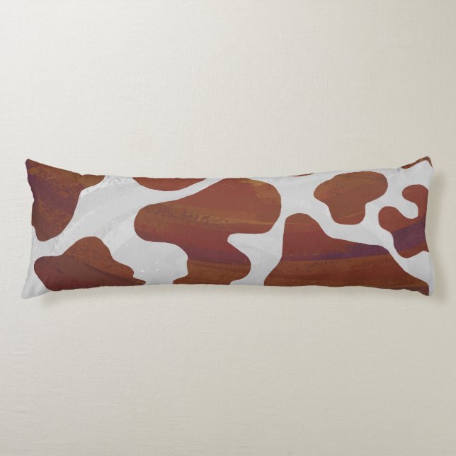 Kow Brown och White Print Kroppskudde (Framsidan)