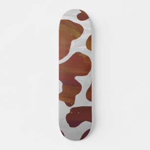 Kow Brown och White Print Mini Skateboard Bräda 18,7 Cm