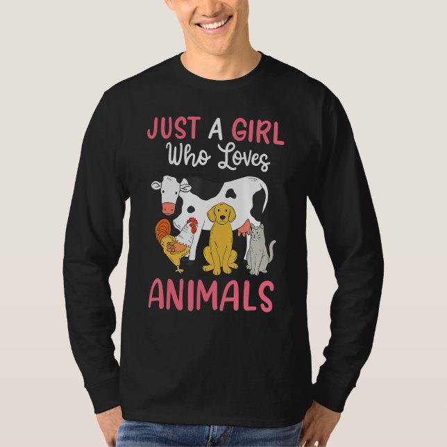 Kow Chicken Hund Cat Bara en flicka som Kärlek dju T Shirt (Framsida)