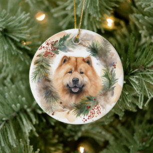 Kow chow-julafton Utandning Festive Valp Julgransprydnad Keramik
