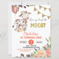 Kow Farm Girl Blommigt Baby Shower-inbjudan
