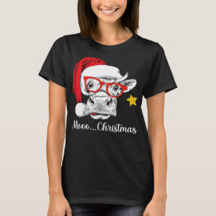 Kow Funny nötkreatur med jultomten Hat Älskare Pa T Shirt