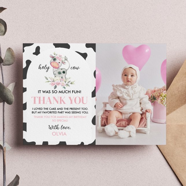Kow Gratulationskort För Födelsedag Fototackkort Tack Kort (Skapare uppladdad)