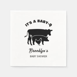 Kow Gris Chicken BabyQ BBQ Baby Shower Black White Pappersservett