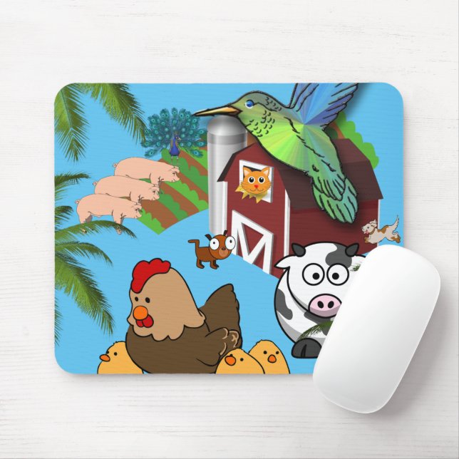 Kow Grisar Farm Chickens musknapp! Muspets Musmatta (Med mus)